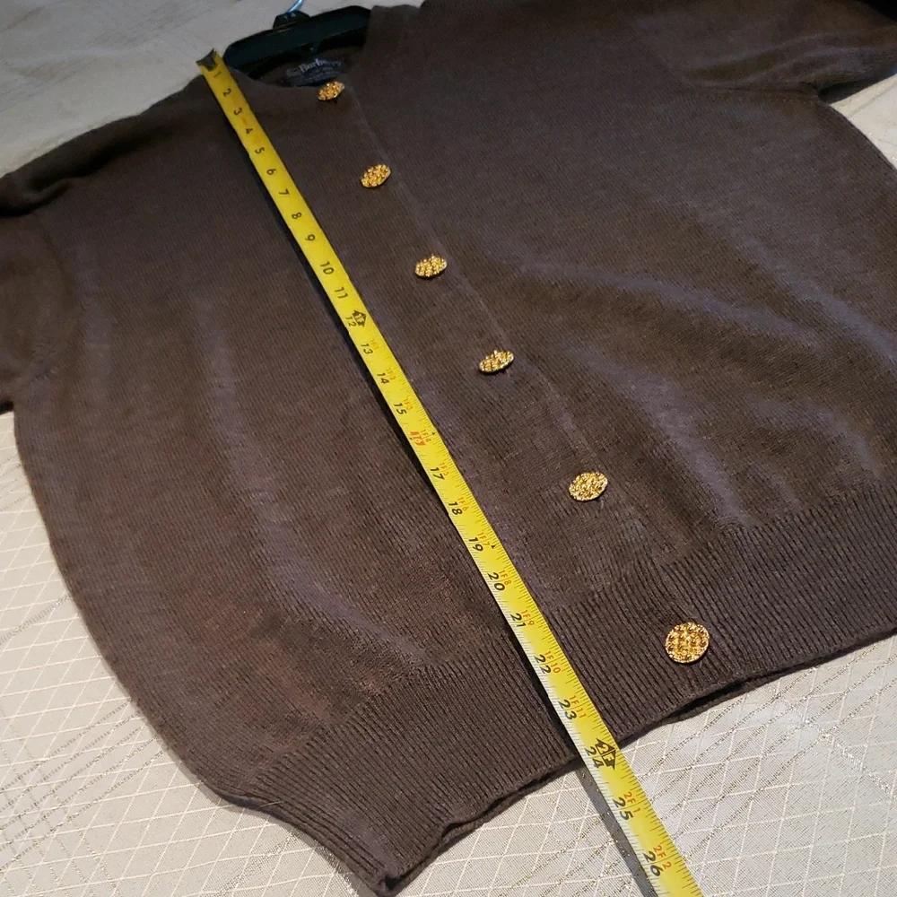 Burberry Vintage Women's 100% Merino Wool Cardigan Sweater with Gold Buttons - Picture 9 of 14